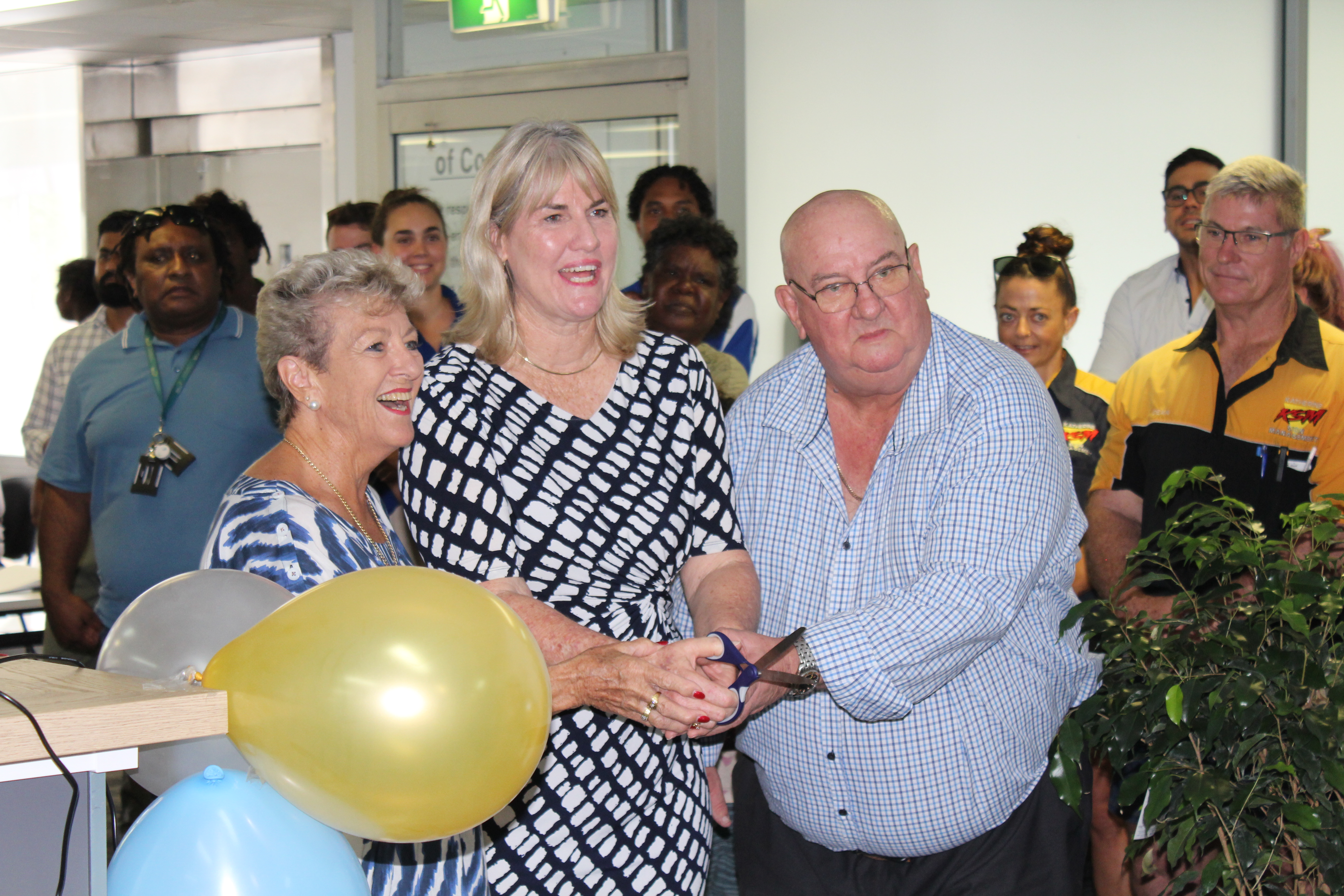 the Hon Eva Lawler MLA, Katherine Mayor Fay Miller, William Headley Kalano CEO officially open the centre